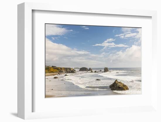 Bandon, Oregon, USA. Sea stacks and surf on Bandon Beach on the Oregon coast.-Emily Wilson-Framed Photographic Print