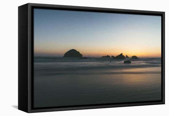 Bandon Sunset Silhouettes, Oregon Coast-Vincent James-Framed Premier Image Canvas