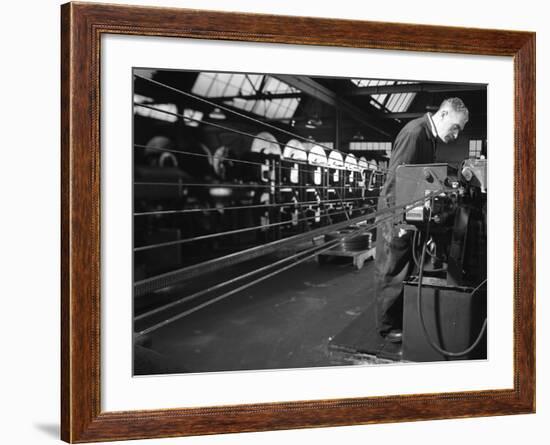 Bandsaws Being Sharpened at Slack Sellars and Co, Sheffield, South Yorkshire, 1963-Michael Walters-Framed Photographic Print