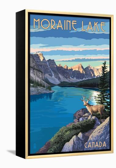 Banff, Alberta, Canada - Moraine Lake-Lantern Press-Framed Stretched Canvas