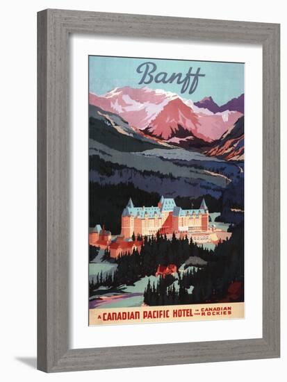 Banff, Alberta, Canada - Overview of the Banff Springs Hotel Poster-Lantern Press-Framed Art Print