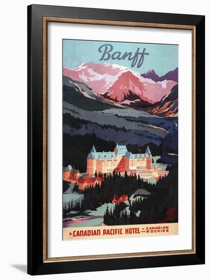 Banff, Alberta, Canada - Overview of the Banff Springs Hotel Poster-Lantern Press-Framed Art Print