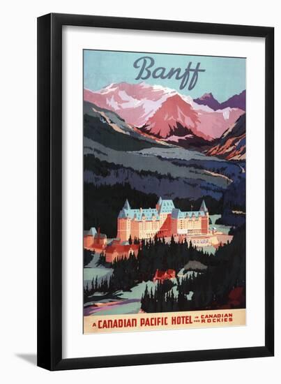 Banff, Alberta, Canada - Overview of the Banff Springs Hotel Poster-Lantern Press-Framed Art Print