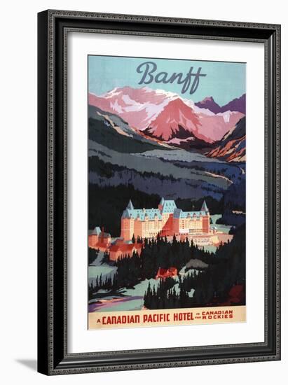 Banff, Alberta, Canada - Overview of the Banff Springs Hotel Poster-Lantern Press-Framed Art Print