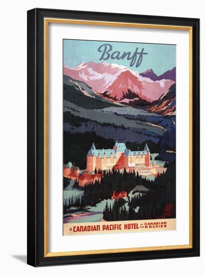 Banff, Alberta, Canada - Overview of the Banff Springs Hotel Poster-Lantern Press-Framed Art Print