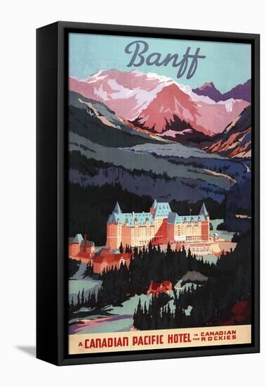 Banff, Alberta, Canada - Overview of the Banff Springs Hotel Poster-Lantern Press-Framed Stretched Canvas
