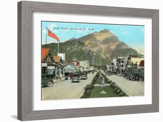 Banff Avenue and Mt. Cascade-null-Framed Art Print