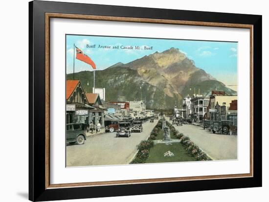 Banff Avenue and Mt. Cascade-null-Framed Art Print