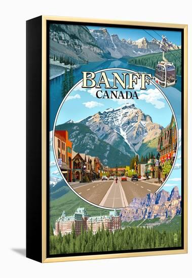 Banff, Canada - Montage-Lantern Press-Framed Stretched Canvas