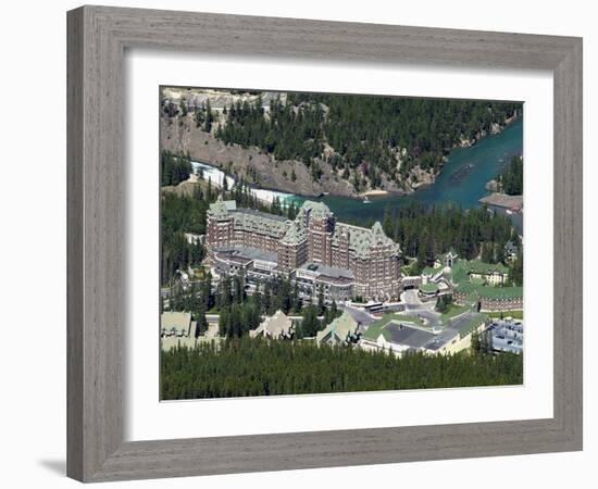 Banff Springs Hotel and Bow River Near Banff, Banff National Park, UNESCO World Heritage Site, Albe-Hans Peter Merten-Framed Photographic Print