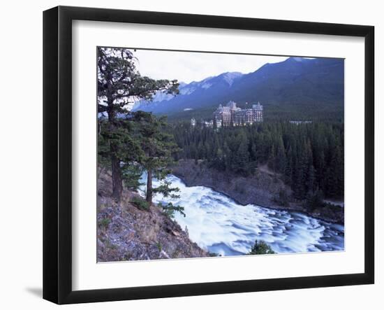 Banff, the Bow Falls and Prestigious Banff Springs Hotel, at Dusk, Alberta, Canada-Ruth Tomlinson-Framed Photographic Print