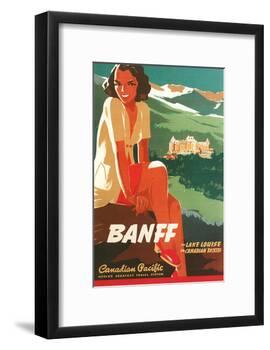 Banff Travel Poster-null-Framed Premium Giclee Print