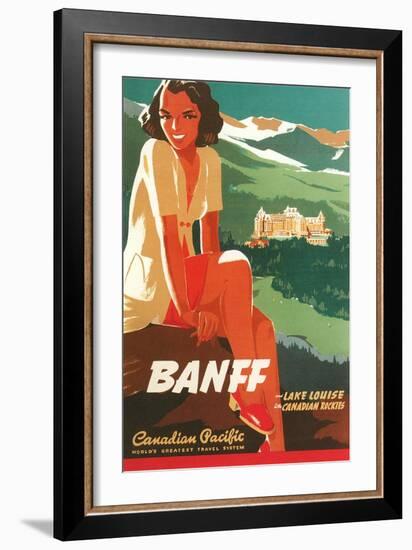 Banff Travel Poster-null-Framed Premium Giclee Print