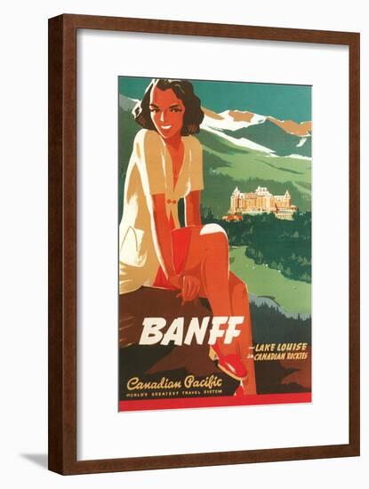 Banff Travel Poster-null-Framed Premium Giclee Print