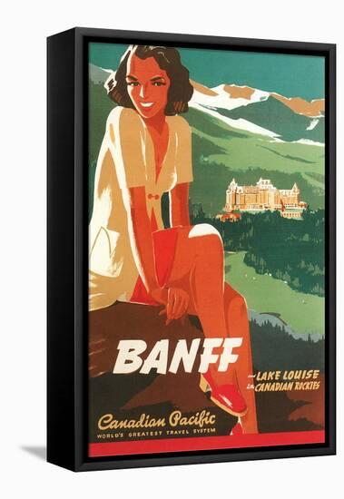 Banff Travel Poster-null-Framed Stretched Canvas