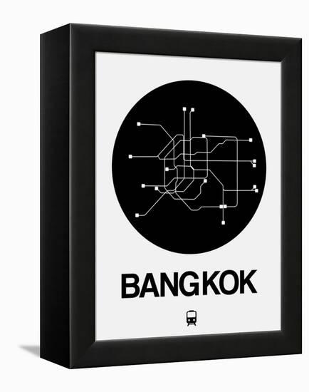 Bangkok Black Subway Map-NaxArt-Framed Stretched Canvas