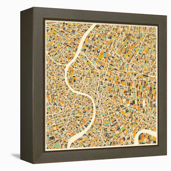 Bangkok Map-Jazzberry Blue-Framed Stretched Canvas