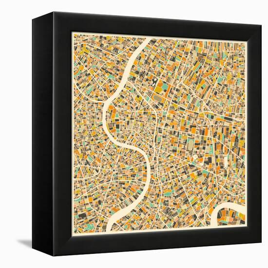 Bangkok Map-Jazzberry Blue-Framed Stretched Canvas