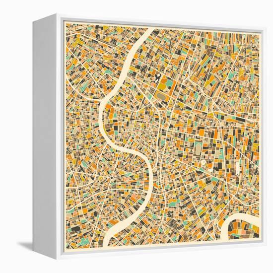 Bangkok Map-Jazzberry Blue-Framed Stretched Canvas