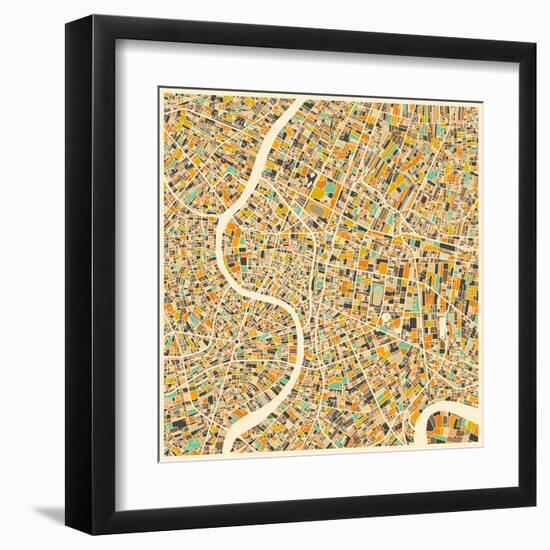 Bangkok Map-Jazzberry Blue-Framed Art Print