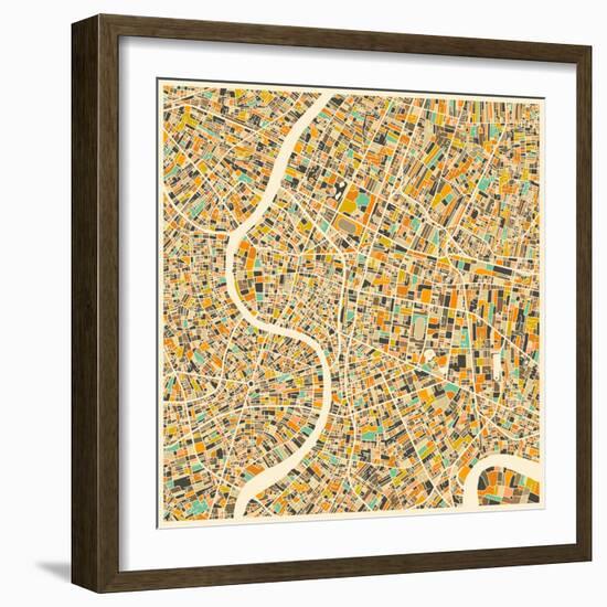 Bangkok Map-Jazzberry Blue-Framed Art Print