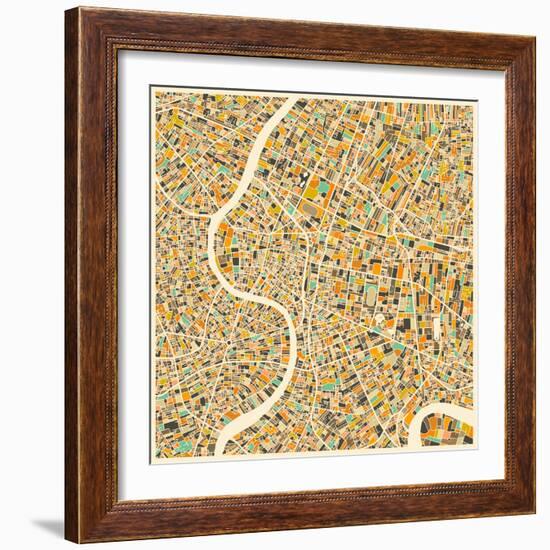 Bangkok Map-Jazzberry Blue-Framed Art Print