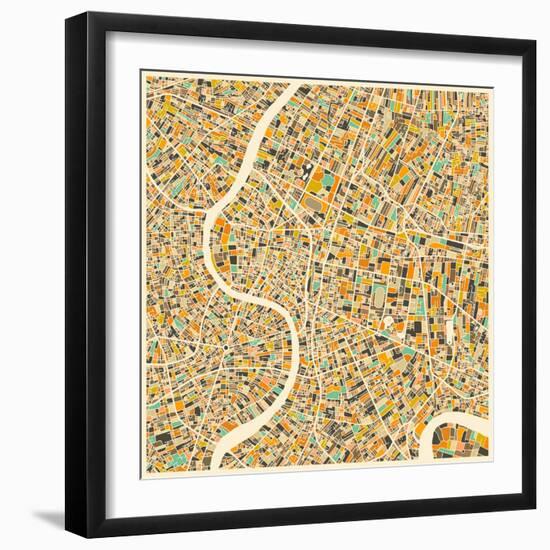 Bangkok Map-Jazzberry Blue-Framed Art Print