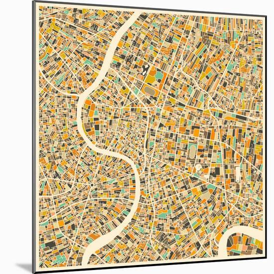 Bangkok Map-Jazzberry Blue-Mounted Art Print