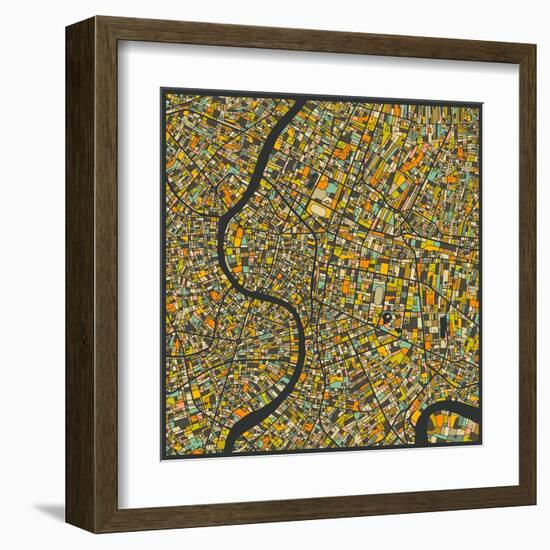 Bangkok Map-Jazzberry Blue-Framed Art Print