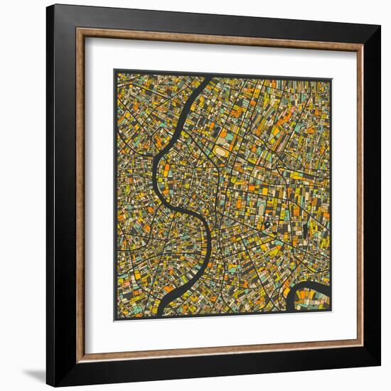 Bangkok Map-Jazzberry Blue-Framed Art Print