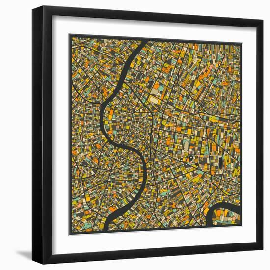 Bangkok Map-Jazzberry Blue-Framed Art Print