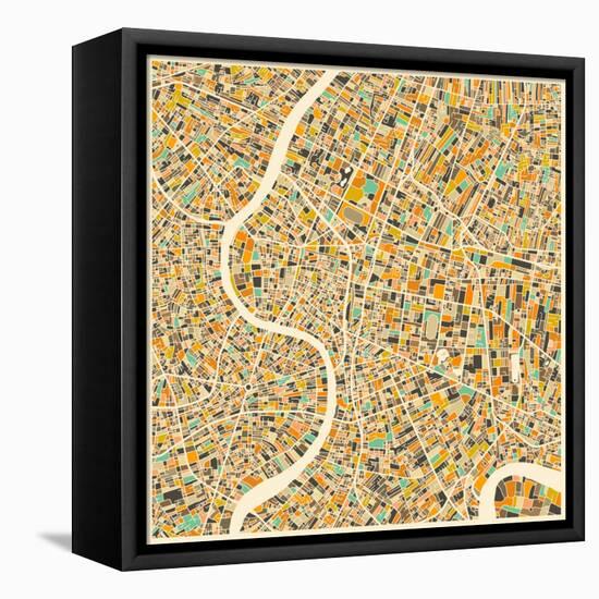 Bangkok Map-Jazzberry Blue-Framed Stretched Canvas