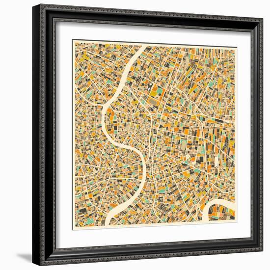 Bangkok Map-Jazzberry Blue-Framed Art Print