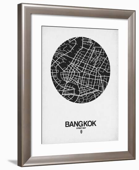 Bangkok Street Map Black on White-NaxArt-Framed Art Print