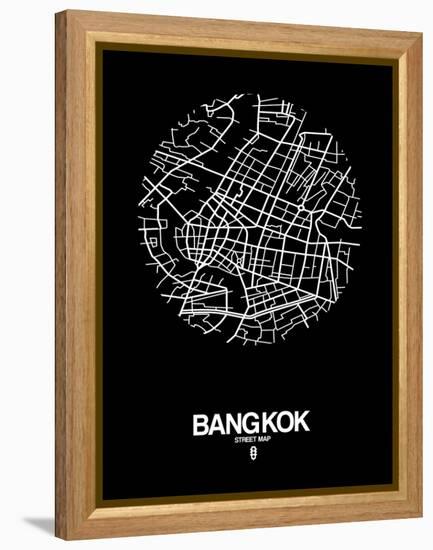 Bangkok Street Map Black-NaxArt-Framed Stretched Canvas