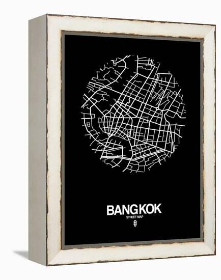 Bangkok Street Map Black-NaxArt-Framed Stretched Canvas