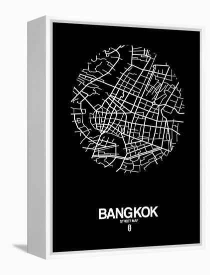 Bangkok Street Map Black-NaxArt-Framed Stretched Canvas