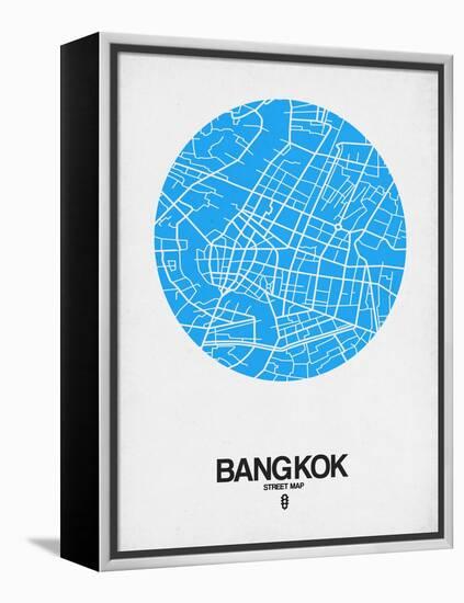 Bangkok Street Map Blue-null-Framed Stretched Canvas