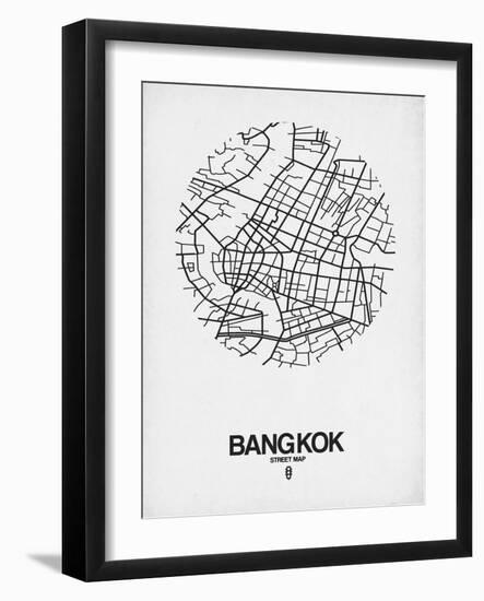 Bangkok Street Map White-NaxArt-Framed Art Print