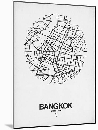 Bangkok Street Map White-NaxArt-Mounted Art Print