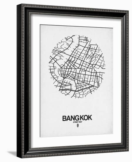 Bangkok Street Map White-NaxArt-Framed Art Print