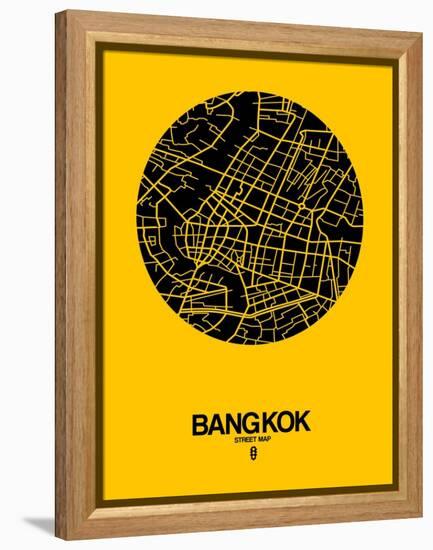 Bangkok Street Map Yellow-NaxArt-Framed Stretched Canvas