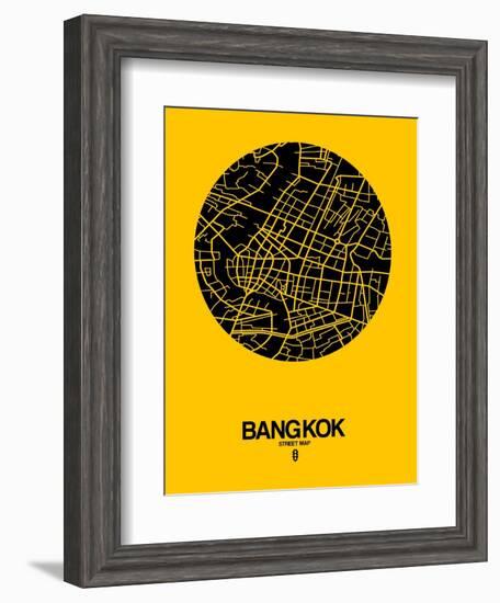 Bangkok Street Map Yellow-NaxArt-Framed Art Print