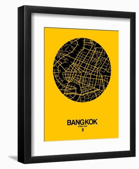 Bangkok Street Map Yellow-NaxArt-Framed Art Print