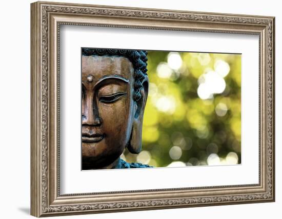 Bangkok, Thailand. Depiction of head and face of Buddha outdoor statue-Miva Stock-Framed Photographic Print