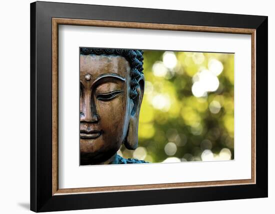 Bangkok, Thailand. Depiction of head and face of Buddha outdoor statue-Miva Stock-Framed Photographic Print