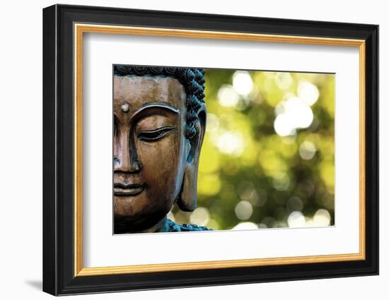 Bangkok, Thailand. Depiction of head and face of Buddha outdoor statue-Miva Stock-Framed Photographic Print