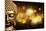 Bangkok, Thailand. Depiction of head and face of Buddha with glowing lights-Miva Stock-Mounted Photographic Print