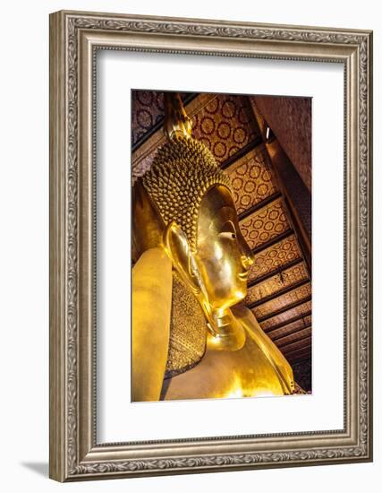 Bangkok, Thailand. Giant reclining gold Buddha statue at Wat Pho temple-Miva Stock-Framed Photographic Print