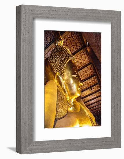 Bangkok, Thailand. Giant reclining gold Buddha statue at Wat Pho temple-Miva Stock-Framed Photographic Print